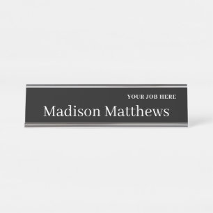 Black and White  Desk Name Plate