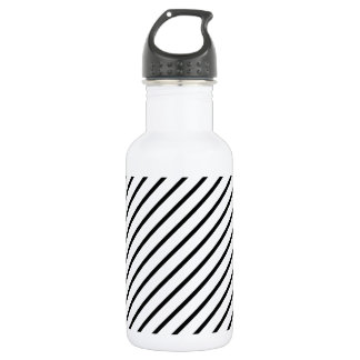 Black and White Diagonal Stripes 532 Ml Water Bottle