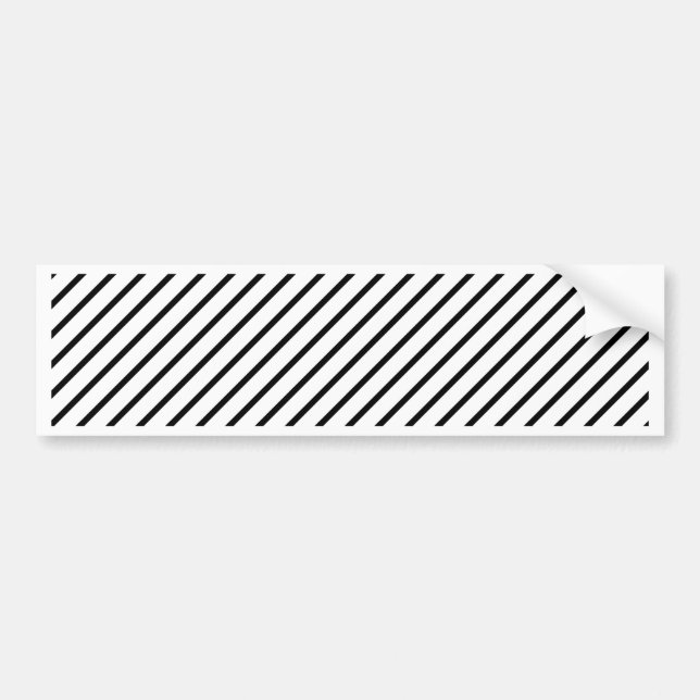 Black and White Diagonal Stripes Bumper Sticker (Front)