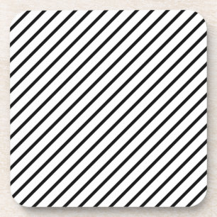 Black and White Diagonal Stripes Coaster