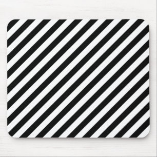 Black and White Diagonal Stripes. Mouse Pad
