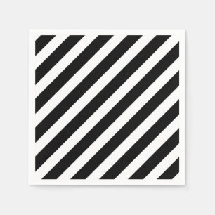 black and white diagonal stripes pattern napkin