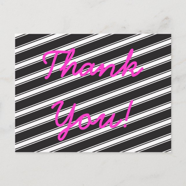 Black and White Diagonal Stripes Pattern Postcard (Front)