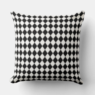 Black and White Diamond Argyle Pattern Cushion