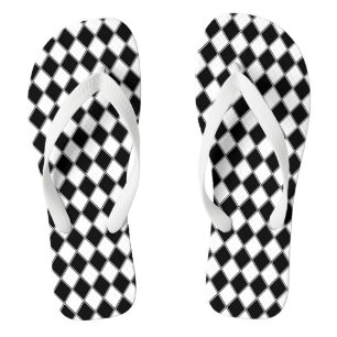 Black and White Diamond Argyle Pattern Jandals