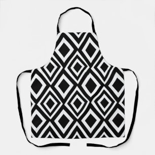 Black and White Diamond Geometric  Apron