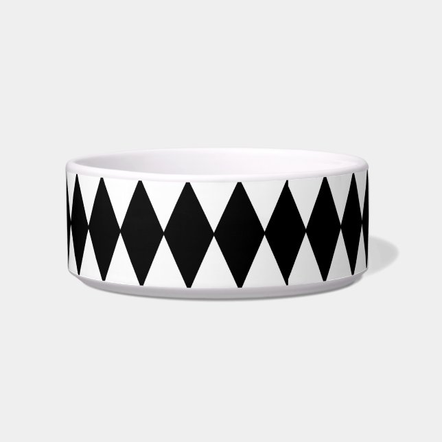 Black and White Diamond Harlequin Pattern Bowl (Front)