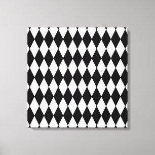 Black and White Diamond Harlequin Pattern Canvas Print
