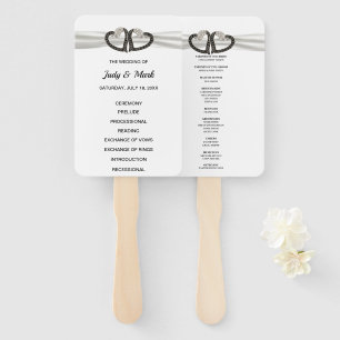 Black And White Diamond Hearts Wedding Program Fan