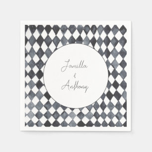 Black and White Diamond Paper Napkin