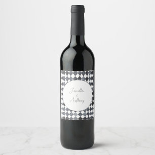 Black and White Diamond Paper Napkin Wine Label