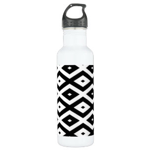 Black and white diamond pattern 710 ml water bottle