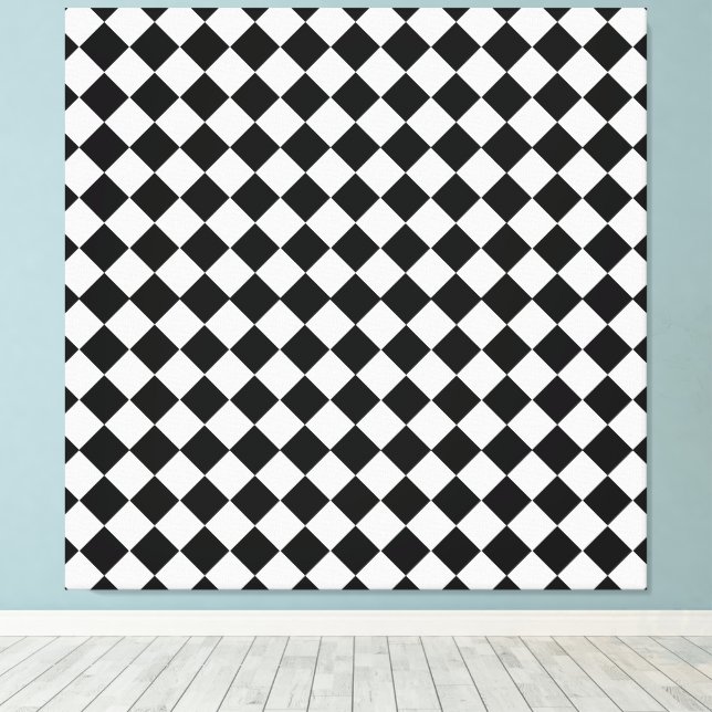 Black and White Diamond Pattern by Shirley Taylor Canvas Print (Insitu(Wood Floor))