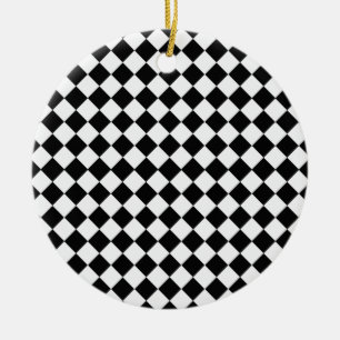 Black and White Diamond Pattern by Shirley Taylor Ceramic Tree Decoration