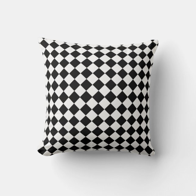 Black and White Diamond Pattern by Shirley Taylor Cushion (Front)