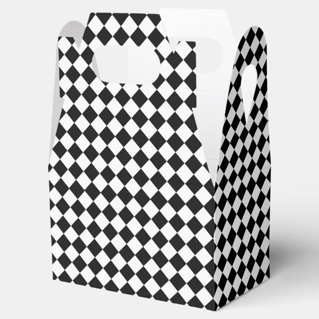 Black and White Diamond Pattern by Shirley Taylor Favour Box (Opened)