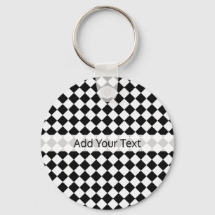 Black and White Diamond Pattern by Shirley Taylor Key Ring
