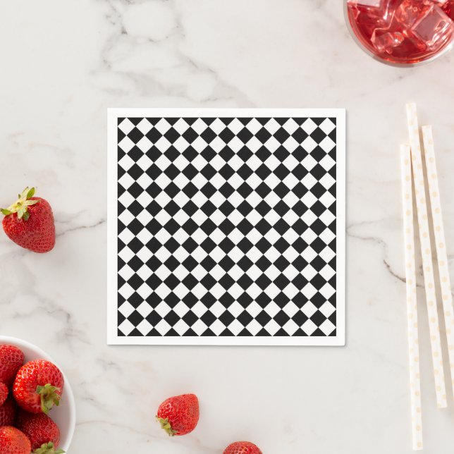Black And White Diamond Pattern by Shirley Taylor Napkin (Insitu)