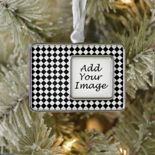 Black and White Diamond Pattern by Shirley Taylor Silver Plated Framed Ornament