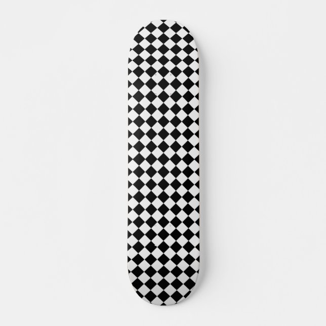 Black and White Diamond Pattern by Shirley Taylor Skateboard (Front)