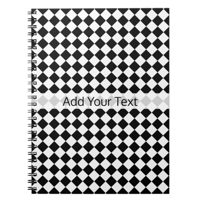 Black and White Diamond Pattern by Shirley Taylor Spiral Notebook (Front)