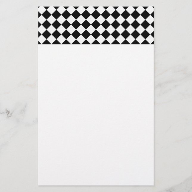 Black and White Diamond Pattern by Shirley Taylor Stationery (Front)