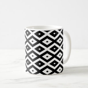 Black and white diamond pattern coffee mug