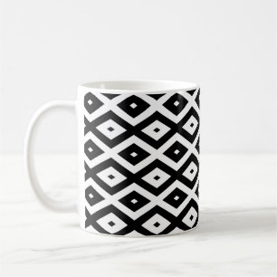 Black and white diamond pattern coffee mug