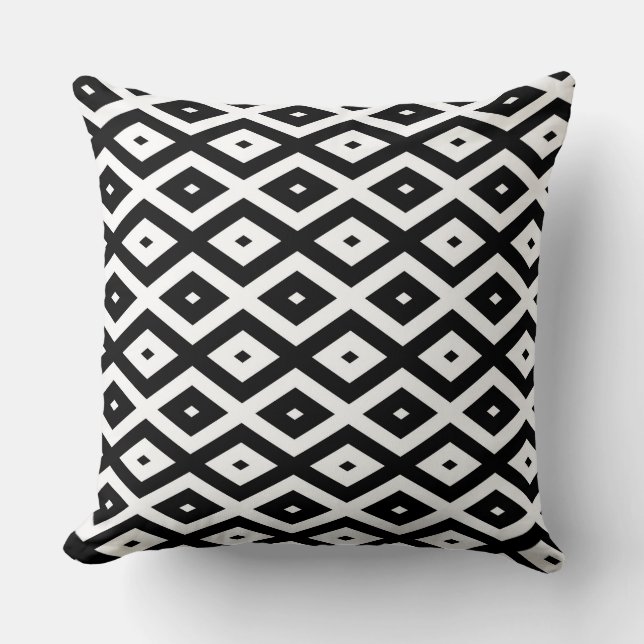 Black and white diamond pattern cushion (Front)
