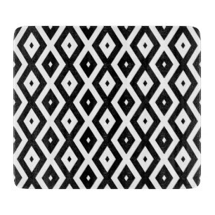 Black and white diamond pattern cutting board