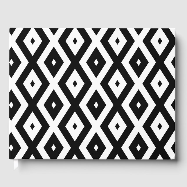 Black and white diamond pattern guest book (Front)
