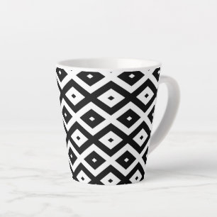 Black and white diamond pattern latte mug