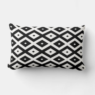 Black and white diamond pattern lumbar cushion
