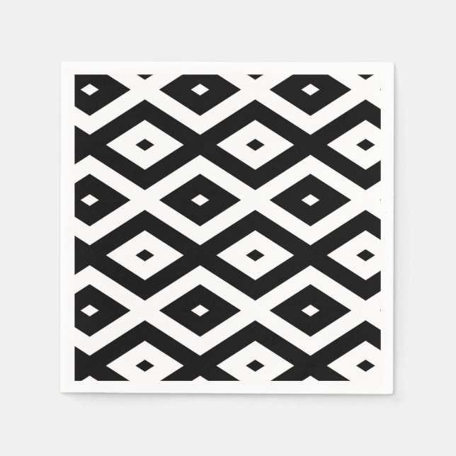 Black and white diamond pattern napkin (Front)