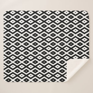 Black and white diamond pattern sherpa blanket