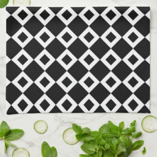 Black and White Diamond Pattern Tea Towel