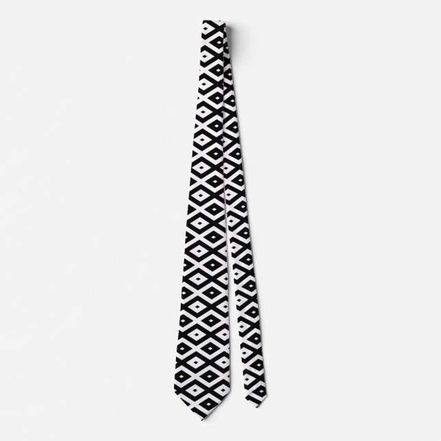 Black and white diamond pattern tie (Front)