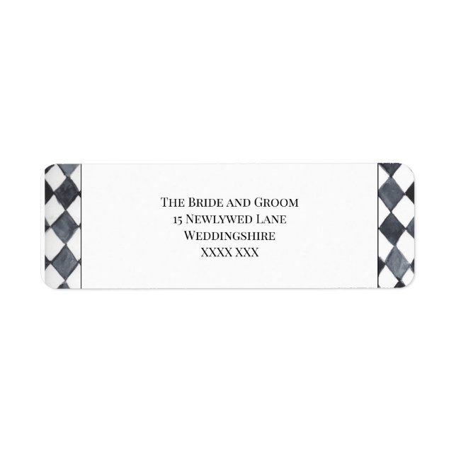 Black and White Diamond Return Address Label (Front)