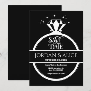 Black and white diamond ring save the date