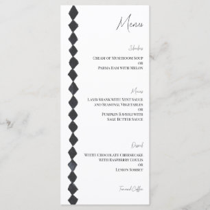 Black and White Diamond Trim Wedding Menu