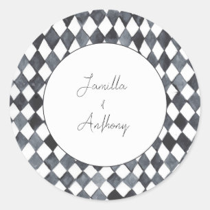 Black and White Diamond Wedding Sticker
