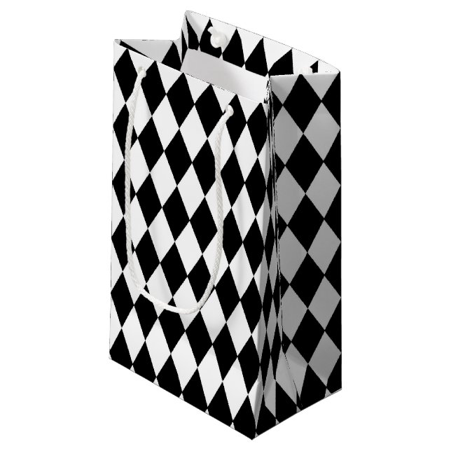 Black And White Diamonds Design Small Gift Bag (Front Angled)