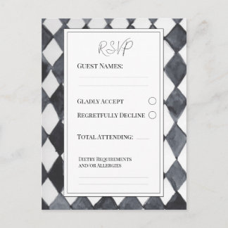 Black and White Diamonds RSVP Postcard