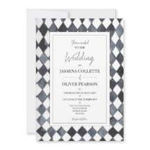 Black and White Diamonds Wedding Invitation