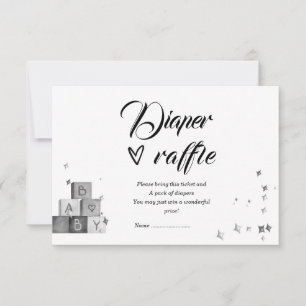 Black and White Diaper Raffle Invitation