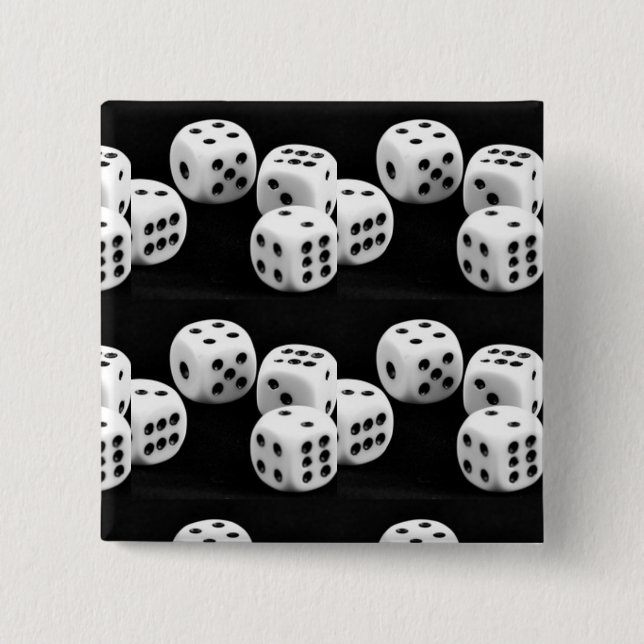 Black And White Dices 15 Cm Square Badge (Front)