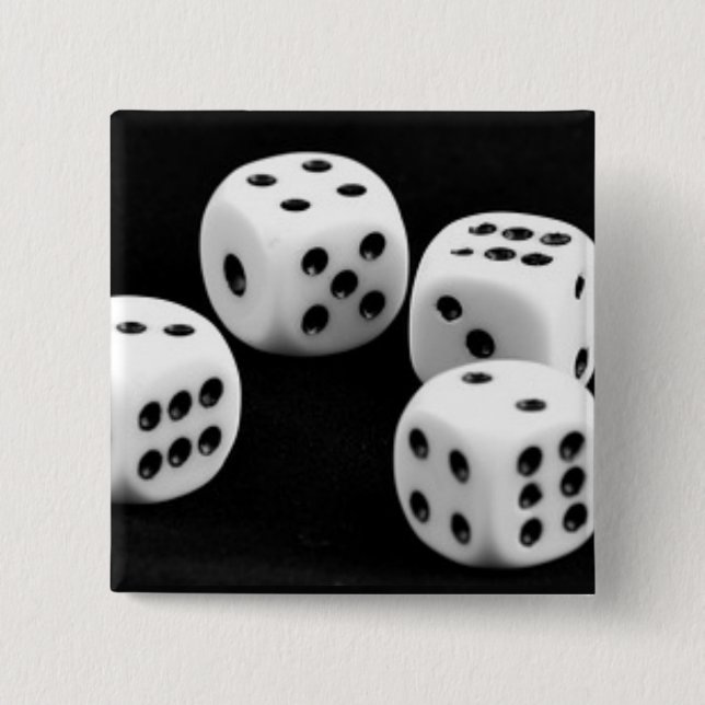 Black And White Dices 15 Cm Square Badge (Front)