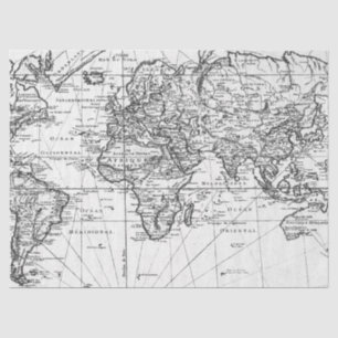 Black and White Digital Map Series Design 8 Tissue Paper
