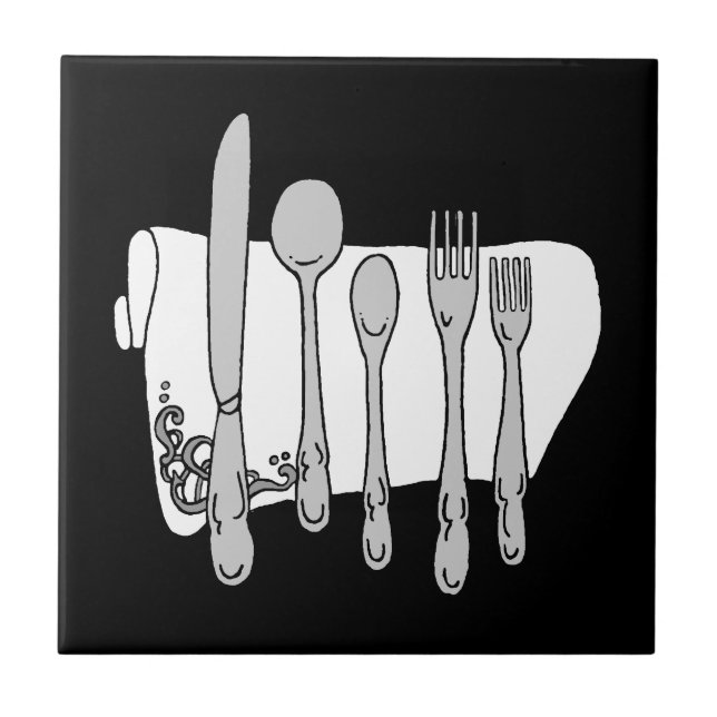 Black and White Dinnerware Tile (Front)
