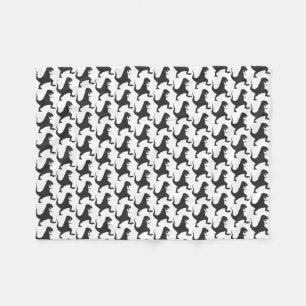 Black and white Dinosaur Christmas Fleece Blanket